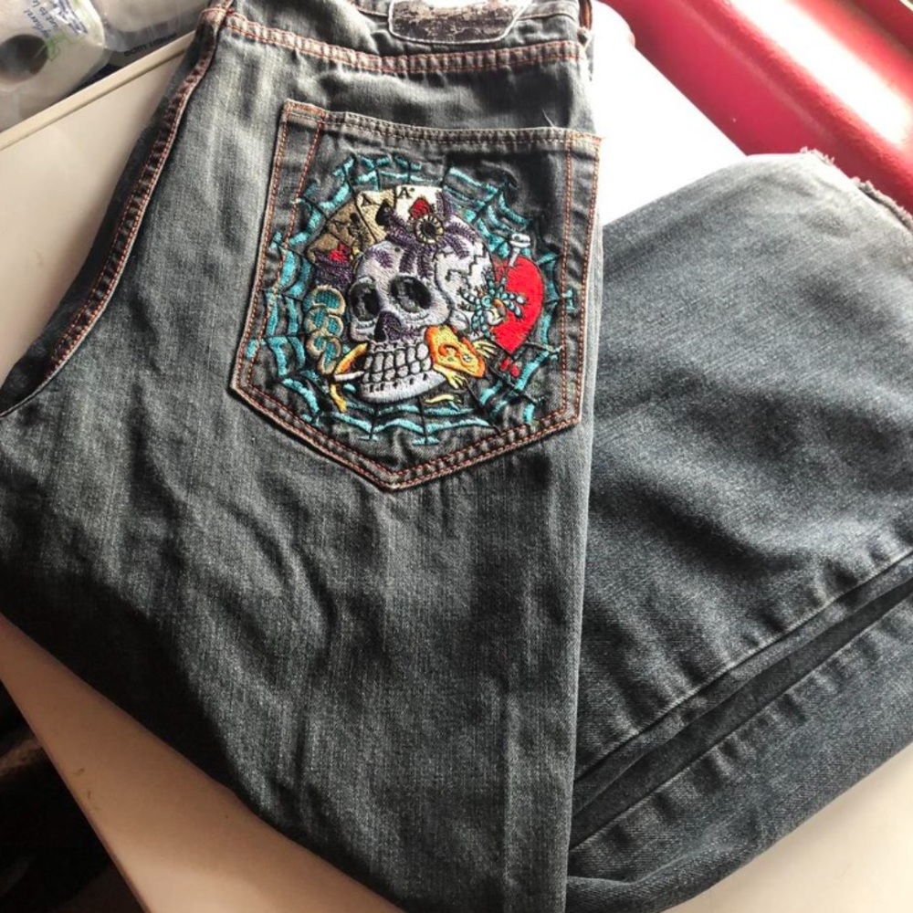 Embroidered Ed hardy jeans